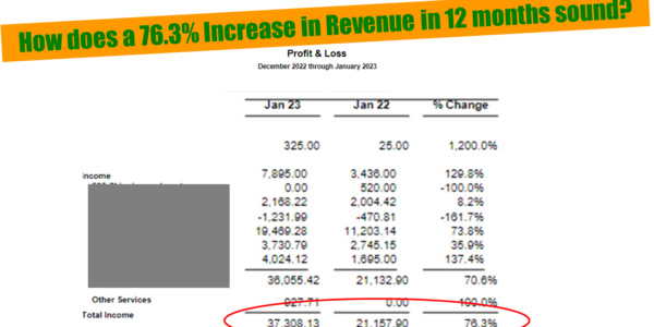 After 15 years in practice, How does  76.3% Increase in Revenue in 12 months sound?